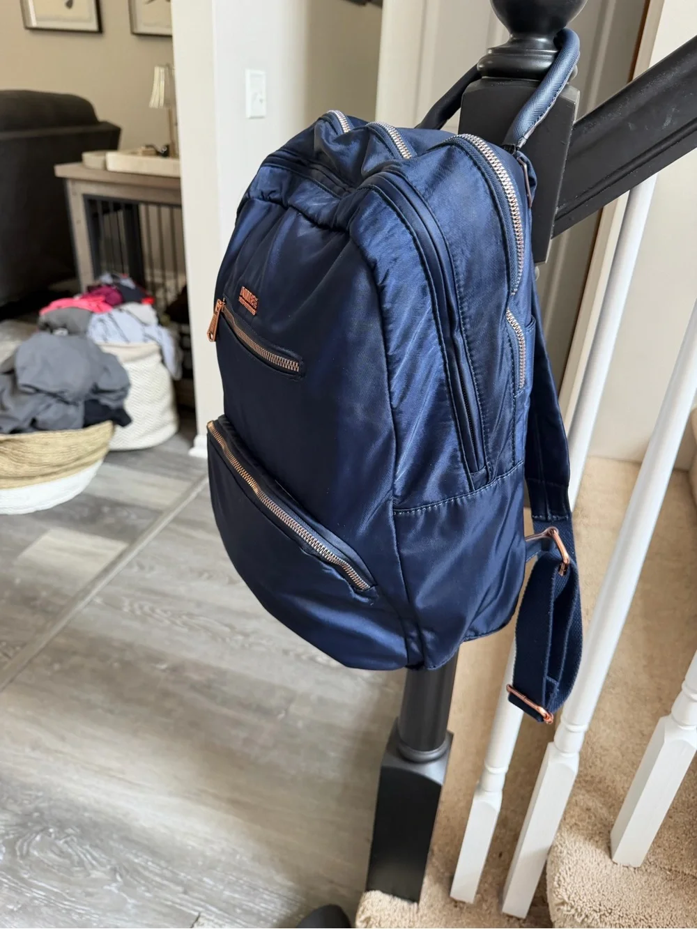 Aimee Kestenberg Navy Backpack with Rose Gold Accents